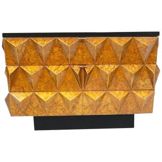 Mid 20th Century Modern Gilt Lacquered Studded Chest of Drawers For Sale