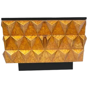 Mid 20th Century Modern Gilt Lacquered Studded Chest of Drawers