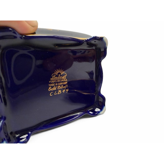Metal Vintage Lindner Kueps Bavaria Cobalt Blue & 22k Gold Butterfly Porcelain Vanity Set - 4 Pieces For Sale - Image 7 of 8