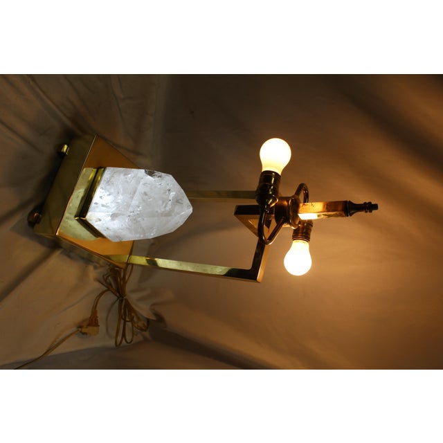 Mid-Century/Modern Rock Crystal Lamp Hi-polished Brass . LED base For Sale In Los Angeles - Image 6 of 18