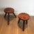 This pair of brutalist stools is made from pine. It is a French work in the style of the Ateliers Marolles. Circa 1950
