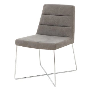 Ligne Roset Gray Suede Upholstered Side Chair For Sale