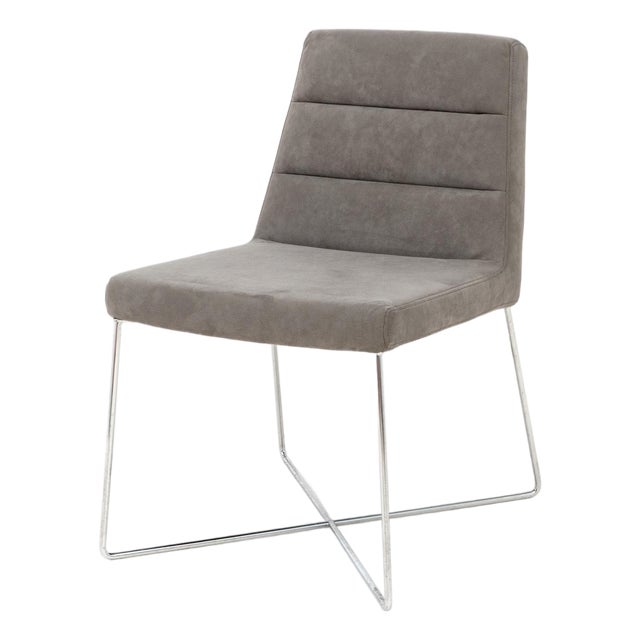 Ligne Roset Gray Suede Upholstered Side Chair For Sale