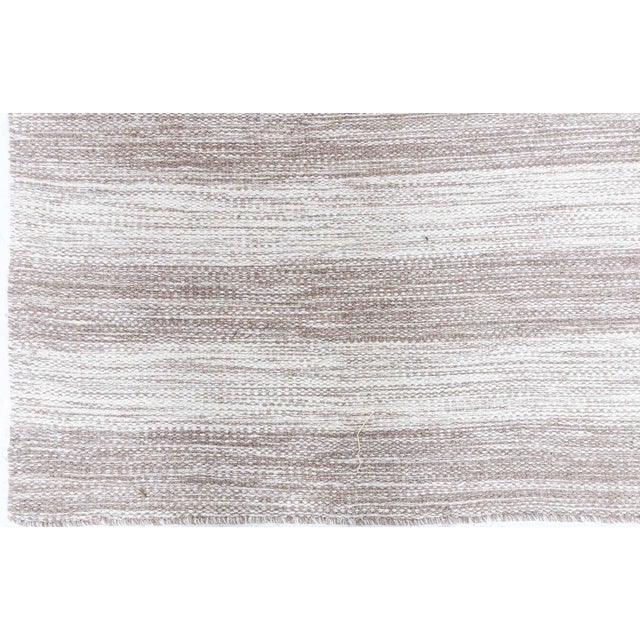 Contemporary striped brown and beige flat-weave wool rug by Doris Leslie Blau Size: 12.0" × 12.2" (365 × 370 cm) This...