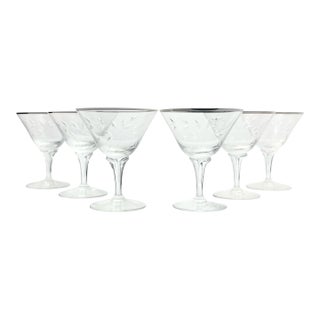 1950s Fostoria “Bridal Belle” Set of 6 Coupe Champagne Glasses For Sale