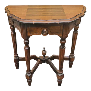 Early 20th Century Edwardian Carved Walnut Stretcher Console Table, Circa 1920s
