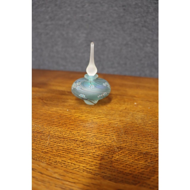 1990s Signed Studio Art Glass Perfume Bottle With Floral Millefiori Decoration, 1996 For Sale - Image 5 of 9