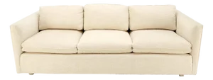 Custom Design Mid-Century Modern Beige Upholstery Box Shape Sofa Mint!