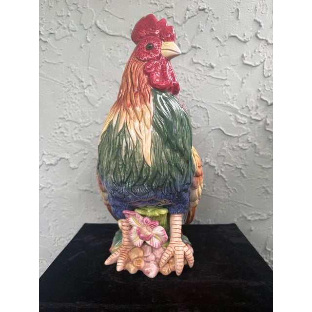 1990s Vintage Fitz & Floyd Coq Du Village Hand Crafted Ceramic Rooster Figurine, 14” French Country Farmhouse Decor For Sale - Image 5 of 10