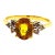 Bochic “Orient” Vintage Yellow Sapphire & Cognac Diamond Ring Set In 18K Gold & Silver For Sale