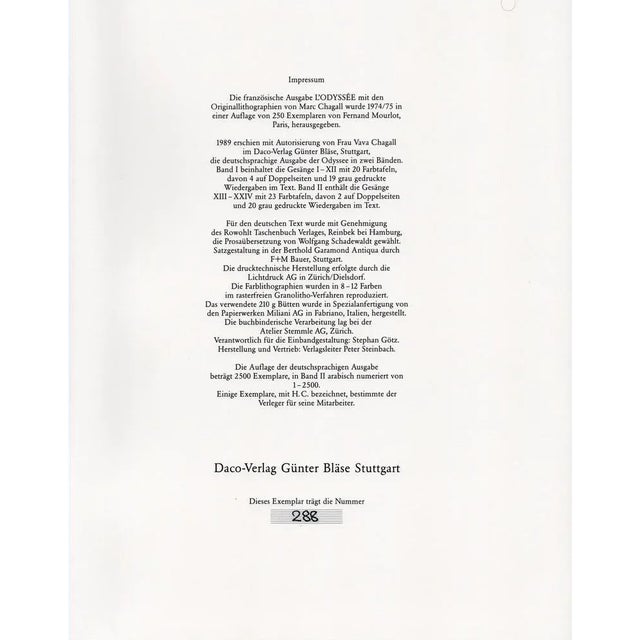 Marc Chagall, Circe from Odyssey, 1989, Lithograph For Sale - Image 14 of 16