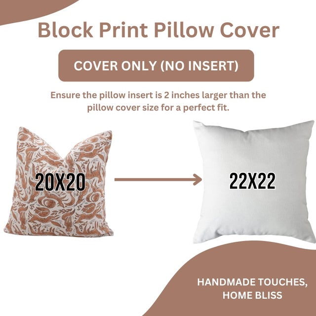 Fabdivine Pure Linen Block Print Handmade Pillow Covers 16x16 Inches - Ghehravan For Sale - Image 6 of 6