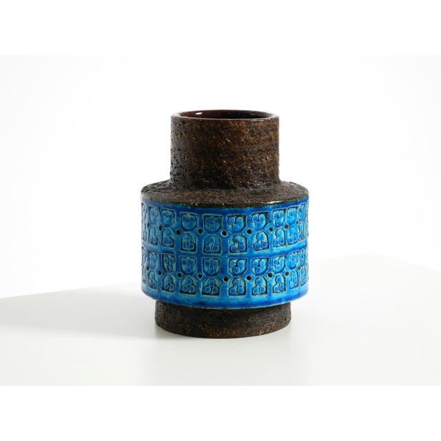 Mid-Century Modern Rimini Blue Ceramic Vase by Aldo Londi for Bitossi, Italy, 1960s For Sale - Image 3 of 15