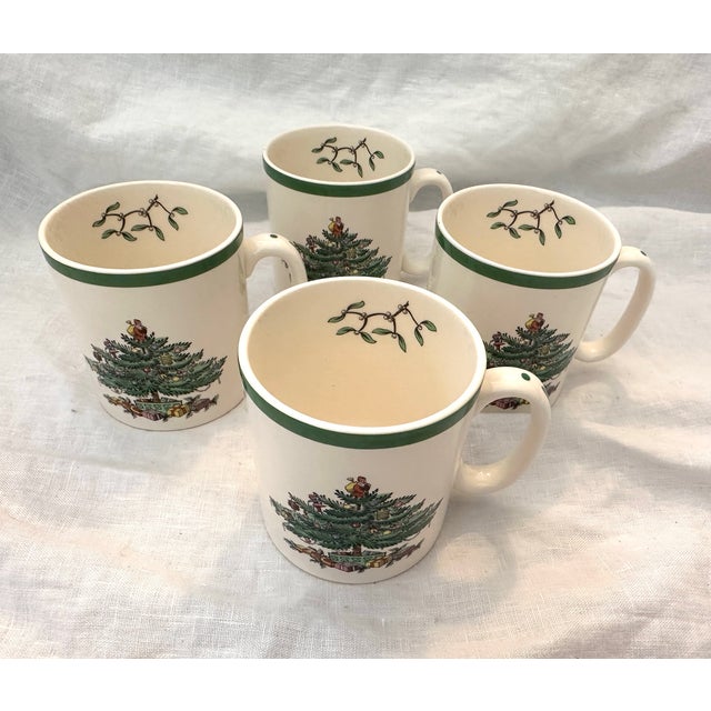 Spode Vintage Set of 4 Spode England "Christmas Tree" Coffee Mugs For Sale - Image 4 of 6