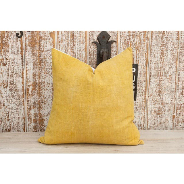 Yellow Dulal Organic Silk Pillow For Sale - Image 8 of 8