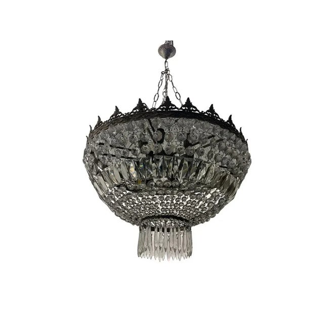 Large Crystal Chandelier, 1950s For Sale - Image 12 of 12