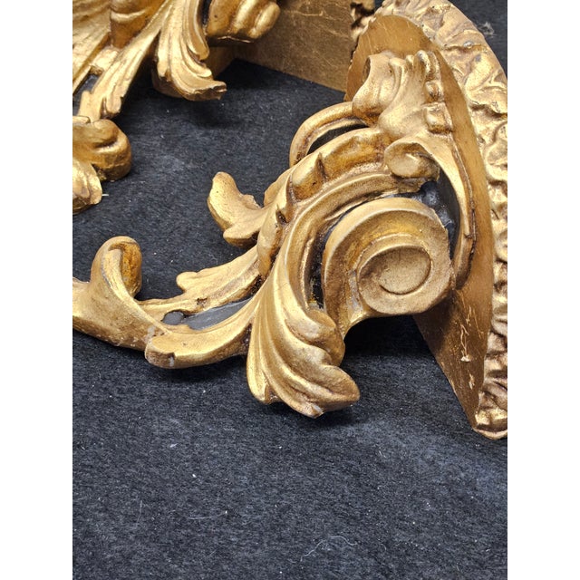 1980s Gilt Resin Rococo Wall Brackets - A Pair For Sale - Image 5 of 5