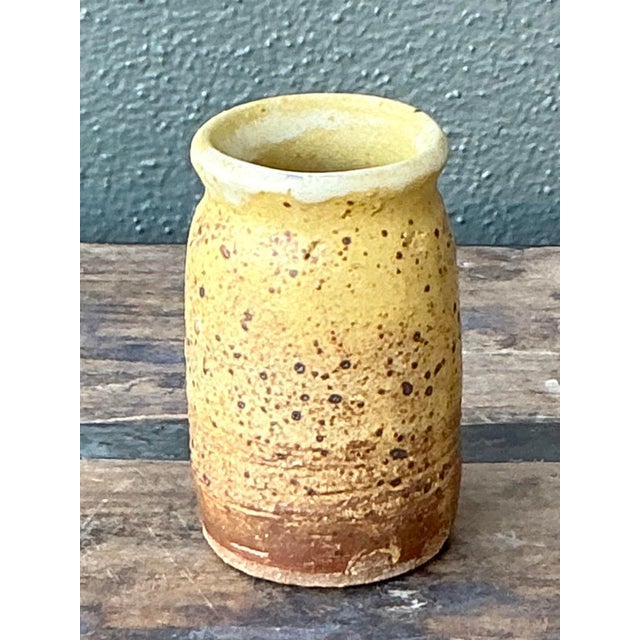 Farmhouse Vintage Boho Original Glazed Ceramic Vase For Sale - Image 3 of 7
