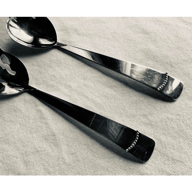 Mid-Century Modern Vintage Danish Modern Three Crowns Silversmiths Silver-Plated Salad Servers - Design by Royal Arden Hickman For Sale - Image 3 of 3