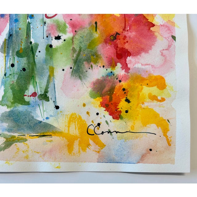 Scarlet Original Watercolor Painting of Abstract Flowers “Blue Vase” For Sale - Image 8 of 11