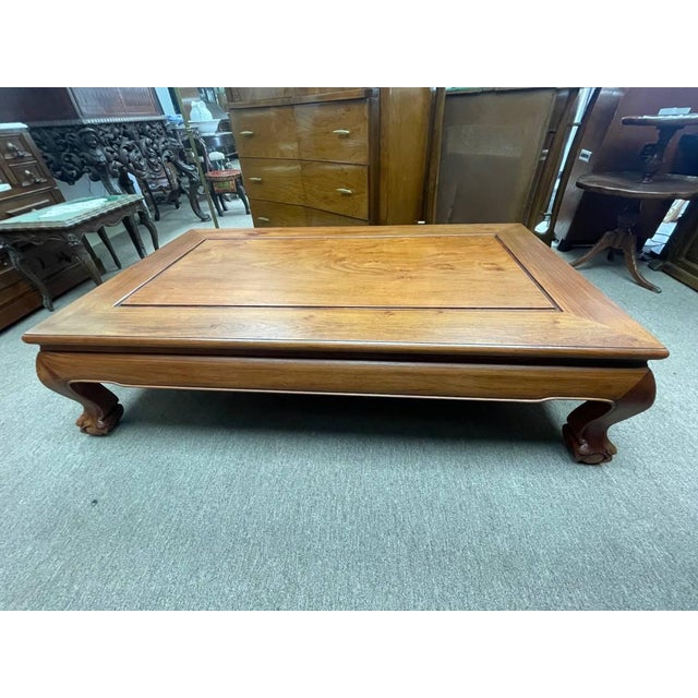 Vintage Solid Walnut Rectangular Coffee Table, Cherry Finish, Ball and Claw Legs For Sale - Image 4 of 9