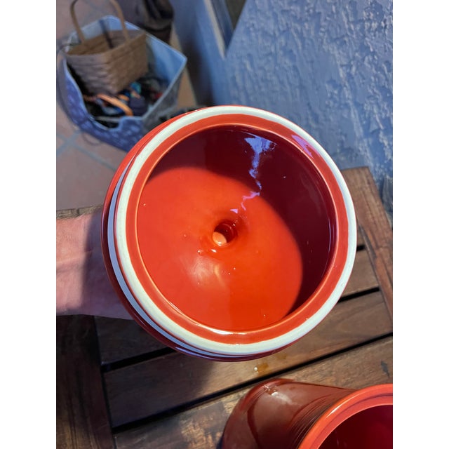 Vintage Large Homer Laughlin Fiesta Persimmon Canister & Lid - Retired For Sale In Santa Fe - Image 6 of 6