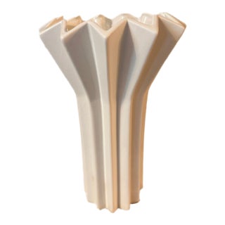 Geometric Cream Ceramic Vase For Sale