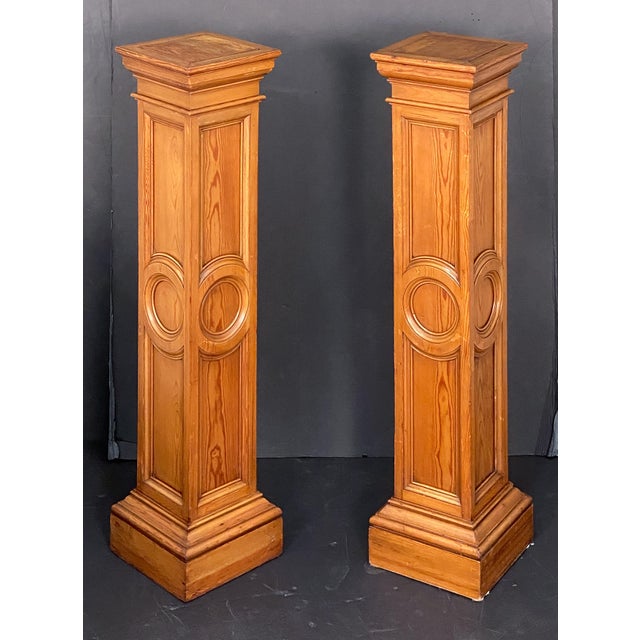 Column Pedestal Plinth Stands of Long-Leaf Pine From England - Two Available For Sale - Image 10 of 11
