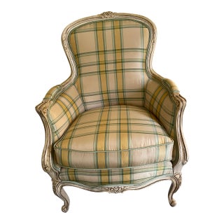 Yellow Silk Plaid Chair For Sale