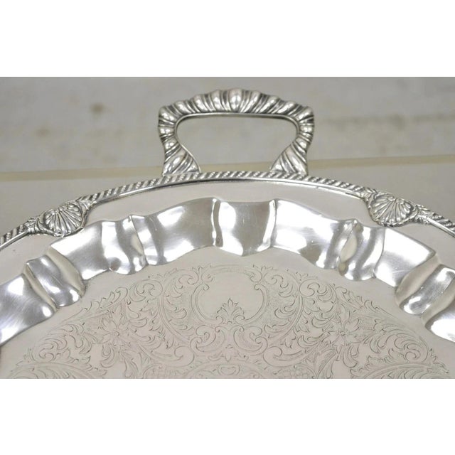 Metal Vintage Federal Silver Co Silver Plated Round Twin Handle Bar Platter Tray For Sale - Image 7 of 12