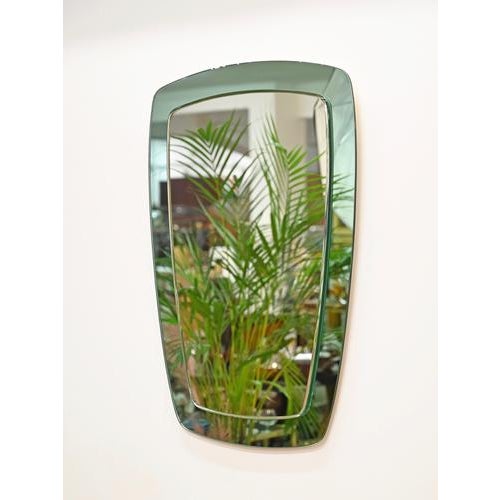 Vintage Rectangular Turquoise Beveled Mirror by Cristal Art, Italy, 1960s For Sale - Image 13 of 16