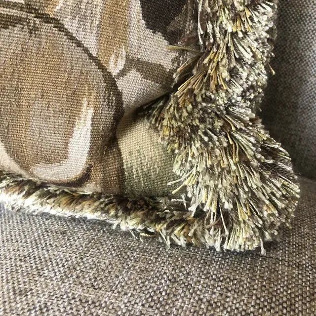 Tan Vintage Tapestry Pillow With Dogs at Rest (Left-Facing) For Sale - Image 8 of 11