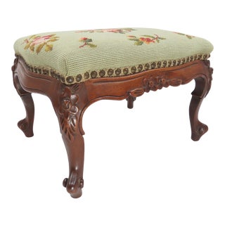 Antique Louis XV French Provincial Walnut Footstool For Sale