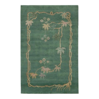 Chinese Art Deco Style Floral Wool Rug by Rug & Kilim, India For Sale