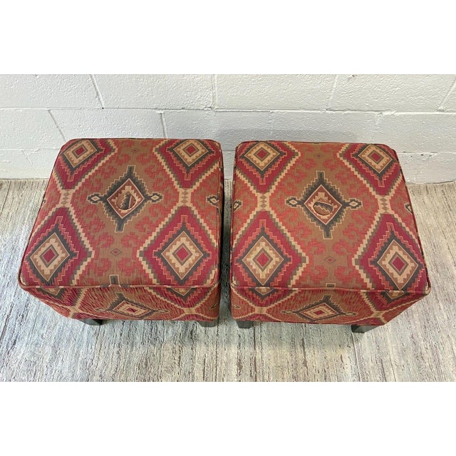 Vintage Pair of Kilim Fabric Ottomans – Boho, Moroccan & Global Style 20" x 20" x 18" Tall / Price is for the pair Add...
