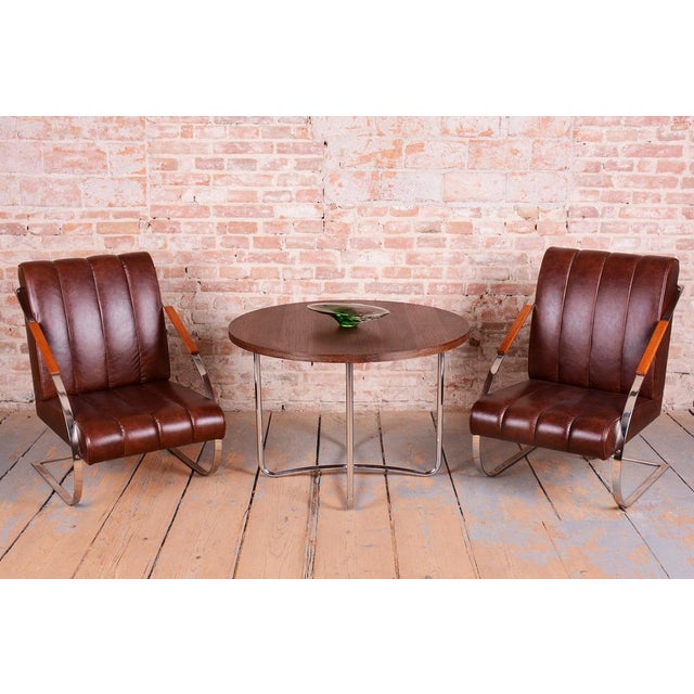 Bauhaus Round Coffee Table in Beech and Wenge, Czech, 1930s For Sale - Image 10 of 11