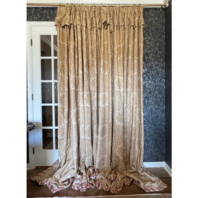 Substantial custom workroom drapery panel designed for a large door or architectural opening. The panel features a classic...