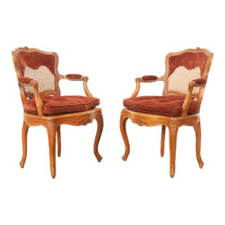 French 18th Century Louis XV Style Fauteuils - A Pair For Sale