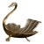 Vintage Gilded Swan-Shaped Decorative Dish With Ornate Wing Detailing For Sale
