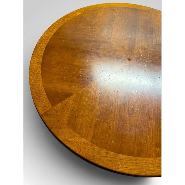 Weiman Vintage Weiman Campaign Style Walnut and Cherry Mechanical Convertible Hi Low Coffee Dining Table For Sale - Image 4 of 16