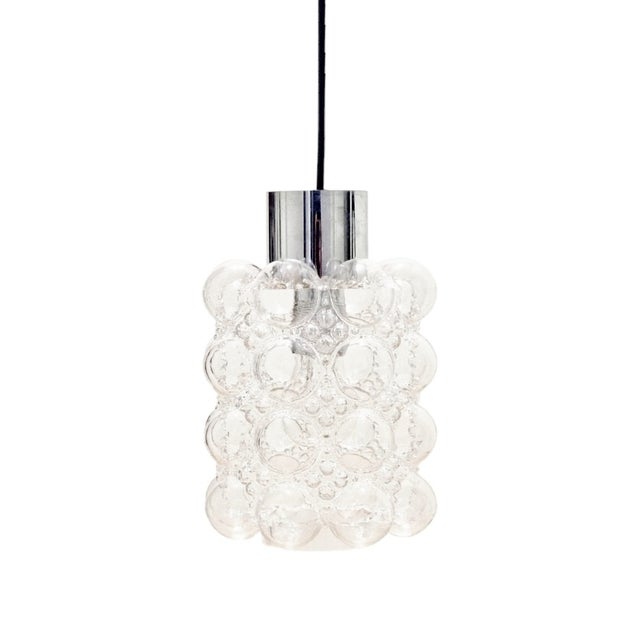 Metal Mid-Century Modern Bubble Glass Pendant Light attributed to Helena Tynell for Limburg, Germany, 1960s For Sale - Image 7 of 8