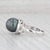 2020s New Tahitian Black Pearl 0.55ctw Diamond Halo Ring 14k White Gold Size 7 For Sale - Image 5 of 7