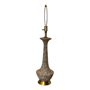1960s Mid-Century Modern Speckled Ceramic Table Lamp With Brass Base, Attributed to Design Technics