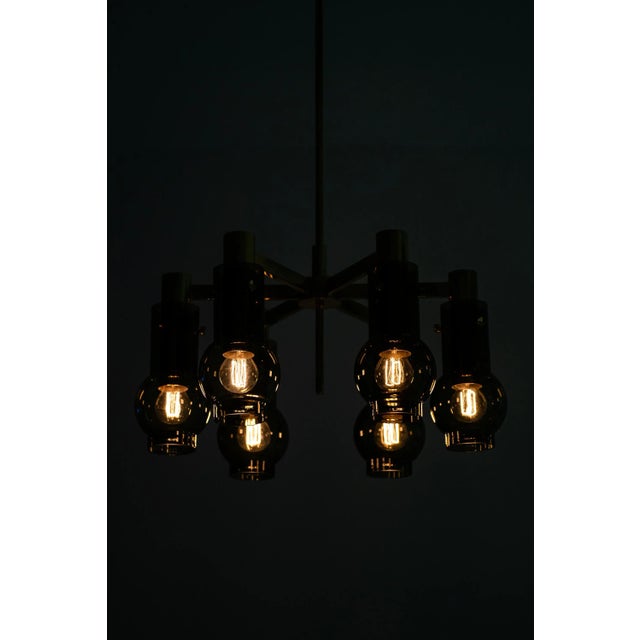 Gold Brass and Glass Ceiling Lamp by Hans-Agne Jakobsson, 1950s For Sale - Image 8 of 9