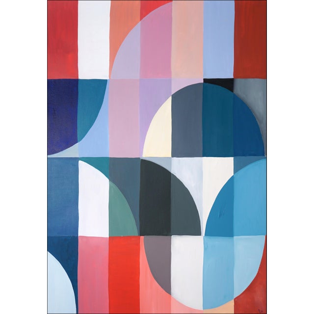 2020s 2025, Bauhaus Tiles Patterns, Large Diptych Painting, Solar Eclipse in La Condesa by Natalia Roman For Sale - Image 5 of 10