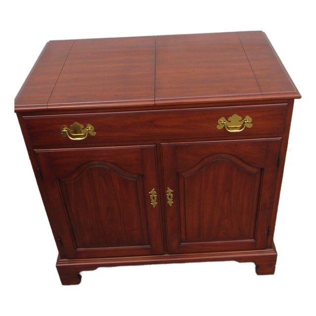 1980s Henkel Harris Server Bar Cherry Designer Chest For Sale