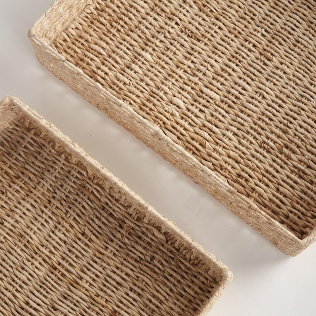 Contemporary Juliet Abaca Nesting Rectangular Trays, Set Of 2 For Sale - Image 3 of 7
