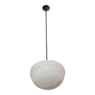 Antique 1920 Schoolhouse White Glass Globe Pendant Light For Sale