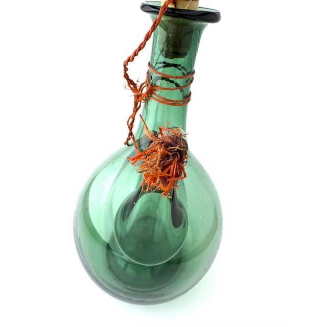Green Vintage Italian Green Glass Wine Demijohn Decanter For Sale - Image 8 of 9
