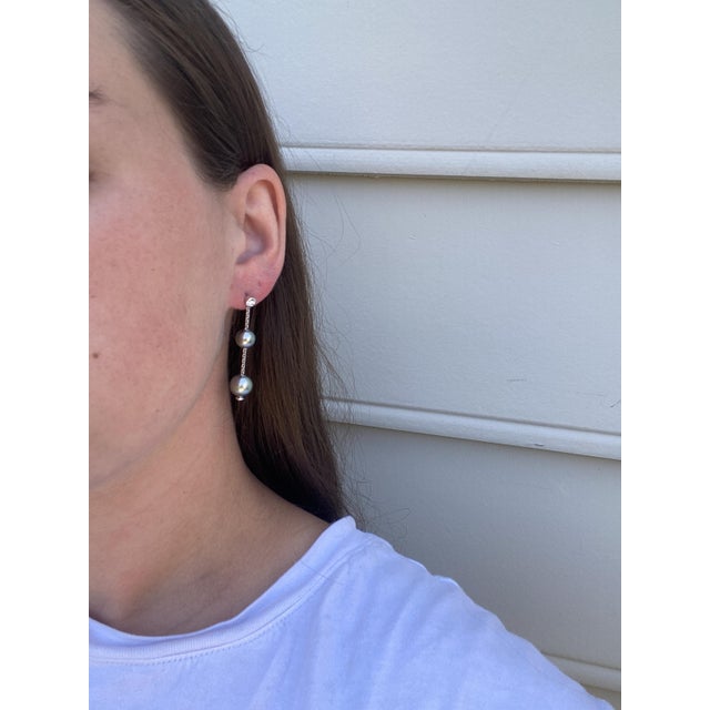 Mikimoto Black South Sea Pearls & Diamond Dangle Earrings, 18k White Gold, 2 In., A Pair For Sale In Greensboro - Image 6 of 6